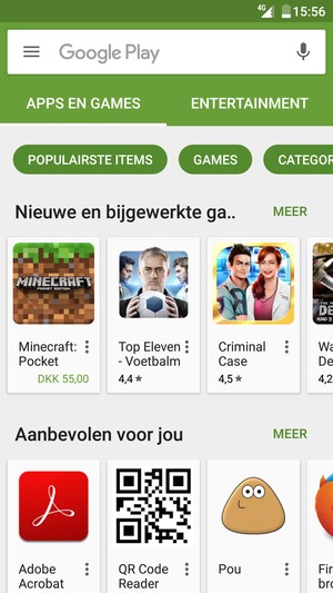 Selecteer de zoekbalk