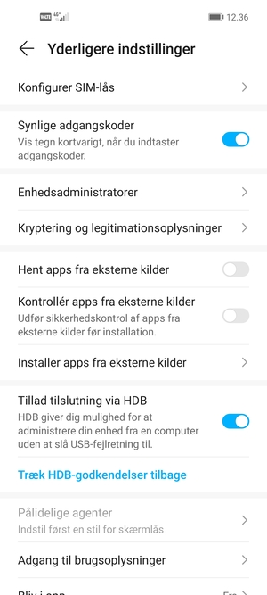 Vælg Konfigurer SIM lås