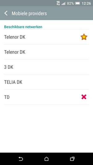 Selecteer een netwerkoperator uit de lijst