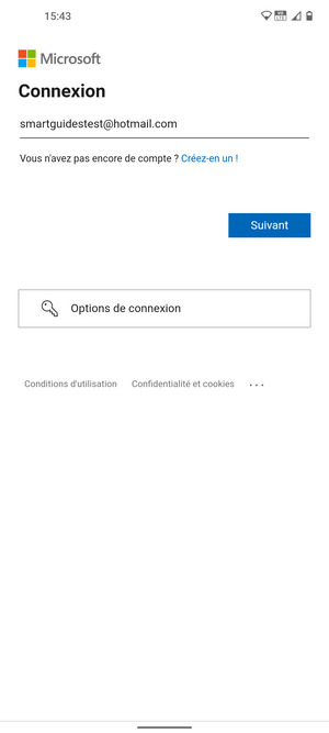 Saisissez votre adresse e-mail et sélectionnez Suivant