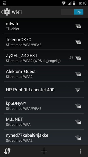 Du er nå koblet til Wi-Fi-nettverket