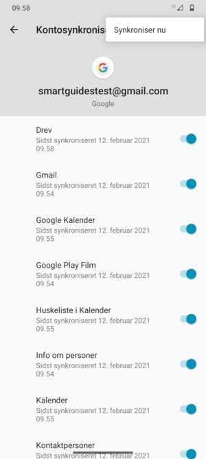 Vælg Synkroniser nu