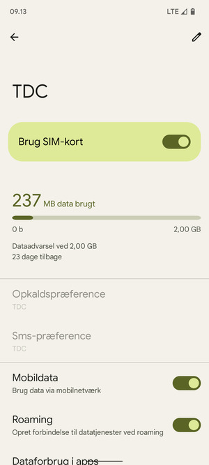 Slå Roaming til eller fra