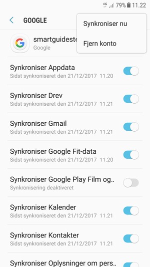 Vælg Synkroniser nu