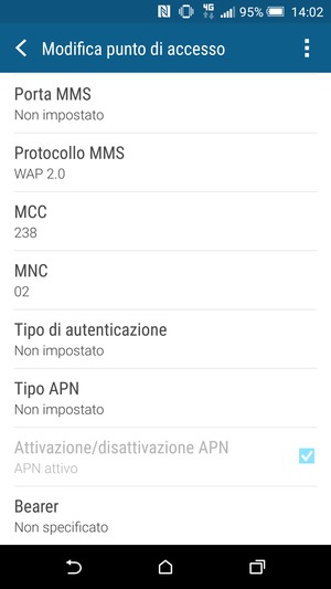 Scorri verso il basso e inserisci le informazioni di internet