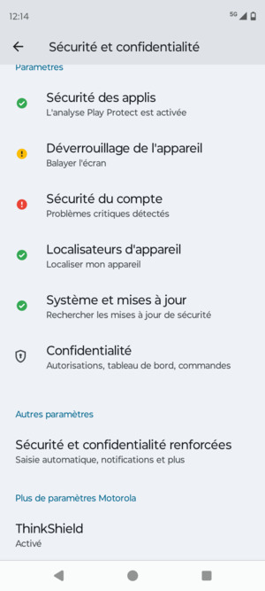 Faites défiler et sélectionnez Sécurité et confidentialité renforcées