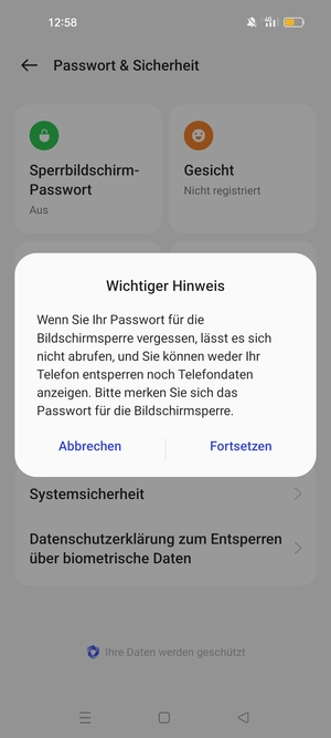 Wählen Sie Fortsetzen