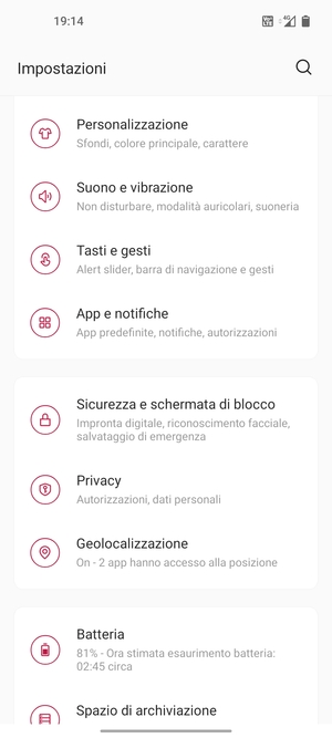 Scorri e seleziona Sicurezza e schermata di blocco
