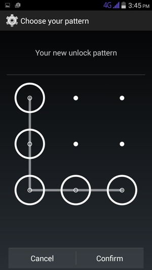 Draw the unlock pattern again and select Confirm