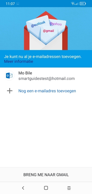 Selecteer BRENG ME NAAR GMAIL
