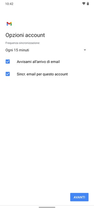 Seleziona AVANTI