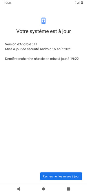 Si votre téléphone est à jour, vous verrez l'écran suivant
