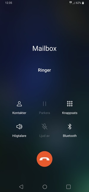 Om din röstbrevlåda ringer som på den här skärmen, då är din telefons inställningar rätt.