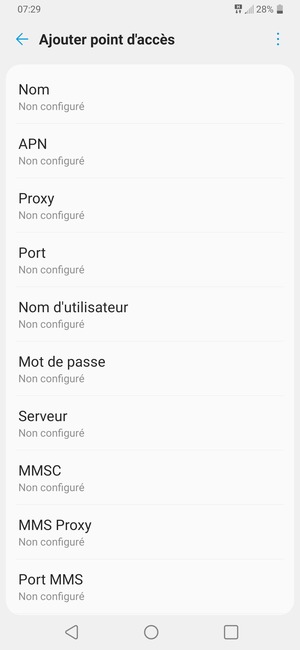 Saisissez les informations Internet
