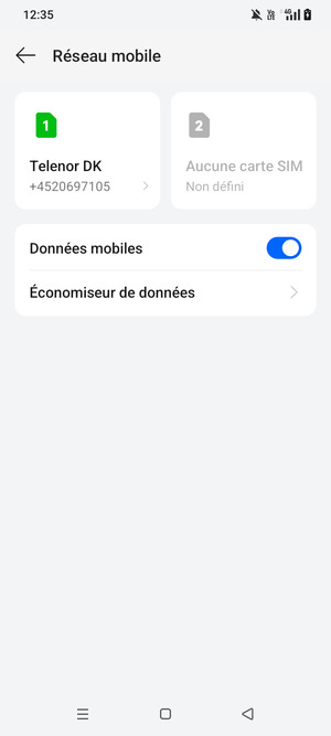 Sélectionnez SIM1 ou SIM2