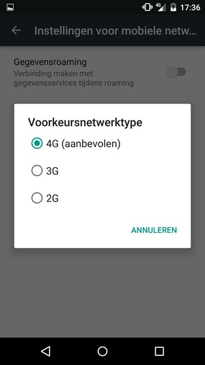 Selecteer 2G / Alleen GSM om 2G in te schakelen