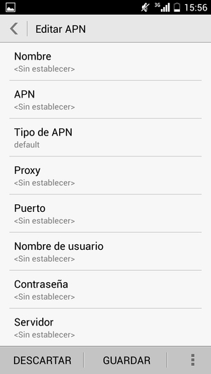 Introduzca la información de Internet