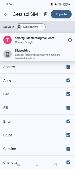 Seleziona il tuo account  Google