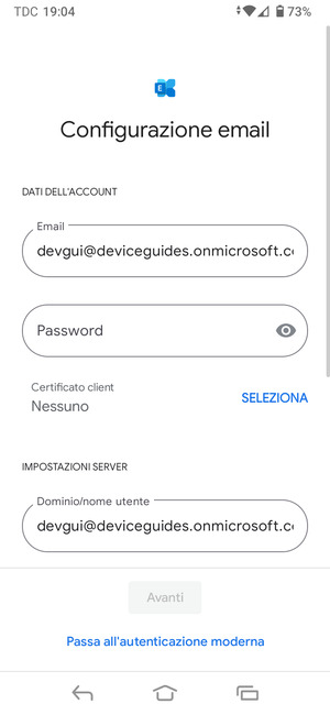 Inserisci la tua password