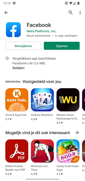 Selecteer Openen