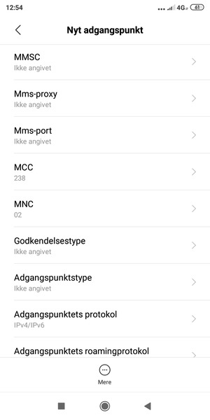 Scroll ned og indtast MMS-oplysninger