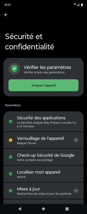 Pour activer votre écran de verrouillage, allez dans le menu Sécurité et confidentialité et sélectionnez Verrouillage de l'appareil