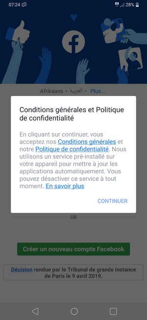 Sélectionnez CONTINUER