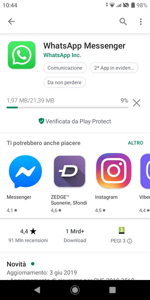 Attendi il completamento del processo di installazione