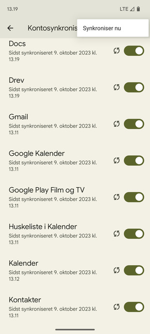 Vælg Synkroniser nu