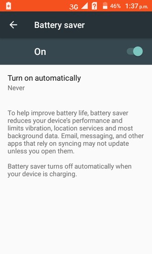 Turn on Battery saver