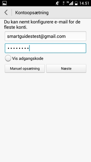 Indtast din Gmail eller Hotmail adresse og adganskode. Vælg Næste