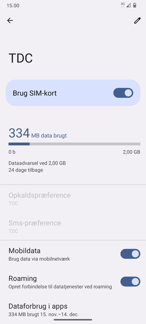 Slå Roaming til eller fra