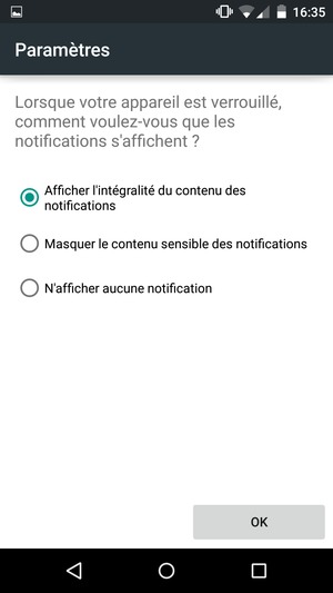 Sélectionnez votre option préférée et sélectionnez OK