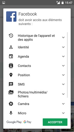 Sélectionnez ACCEPTER