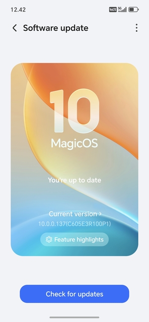 If your phone is up to date, you will see the following screen