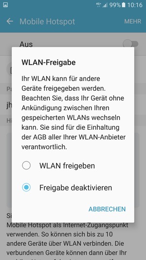 Wählen Sie die gewünschte Option