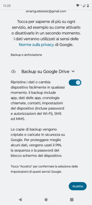 Seleziona Accetto