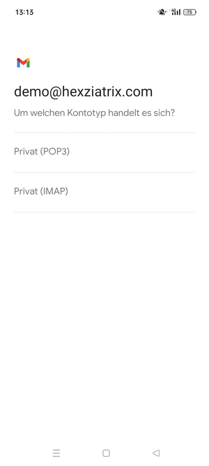 Wählen Sie Privat (POP3) oder Privat (IMAP)