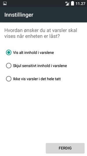Velg ønsket alternativ og velg FERDIG