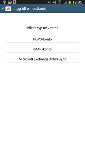 Välj Microsoft Exchange ActiveSync