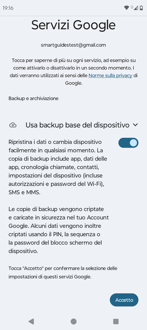Seleziona Accetto