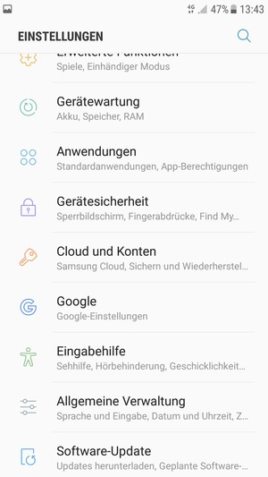 Scrollen Sie und wählen Sie Gerätesicherheit