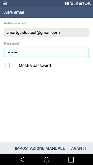 Inserisci il tuo indirizzo Gmail o Hotmail e password. Seleziona AVANTI