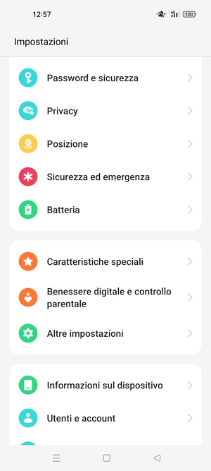 Scorri e seleziona Password e sicurezza