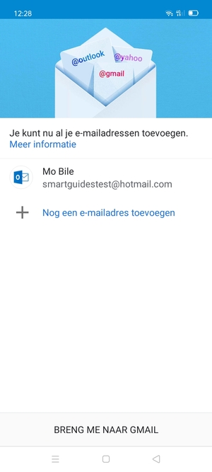 Selecteer BRENG ME NAAR GMAIL