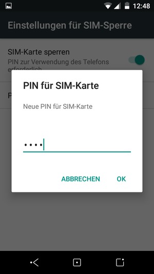 Geben Sie Ihre Neue PIN für SIM-Karte ein und wählen Sie OK