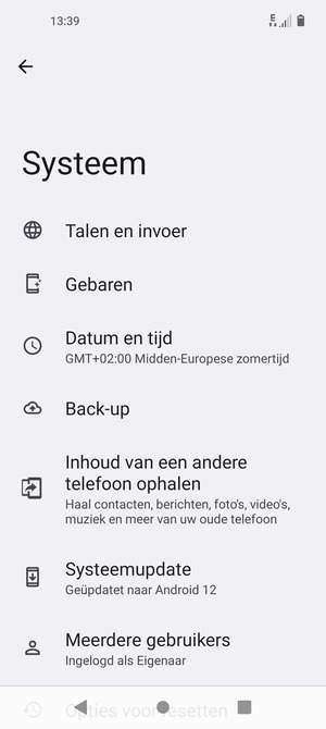 Selecteer Back-up