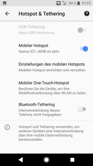 Ihr Handy ist jetzt für die Verwendung als Modem eingerichtet