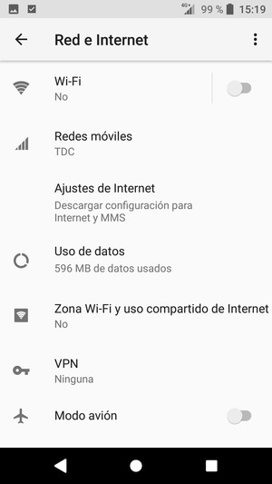 Seleccione Zona Wi-Fi y uso compartido de Internet