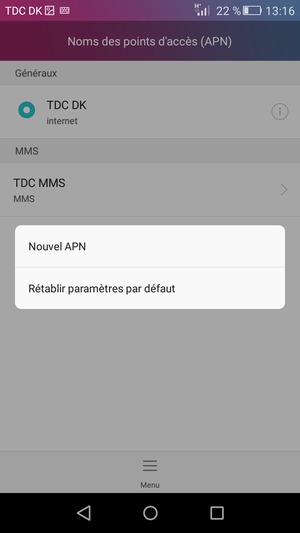 Sélectionnez Menu puis Rétablir paramètres par défaut